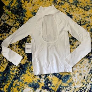 Free People mock neck back cut out top